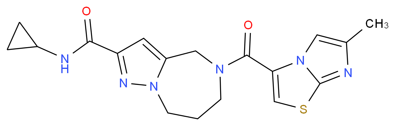 N-cyclopropyl-5-[(6-methylimidazo[2,1-b][1,3]thiazol-3-yl)carbonyl]-5,6,7,8-tetrahydro-4H-pyrazolo[1,5-a][1,4]diazepine-2-carboxamide_Molecular_structure_CAS_)