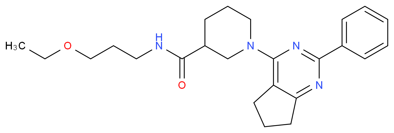 N-(3-ethoxypropyl)-1-(2-phenyl-6,7-dihydro-5H-cyclopenta[d]pyrimidin-4-yl)-3-piperidinecarboxamide_Molecular_structure_CAS_)