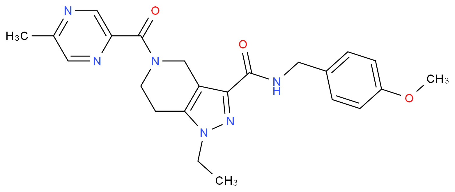 1-ethyl-N-(4-methoxybenzyl)-5-[(5-methyl-2-pyrazinyl)carbonyl]-4,5,6,7-tetrahydro-1H-pyrazolo[4,3-c]pyridine-3-carboxamide_Molecular_structure_CAS_)