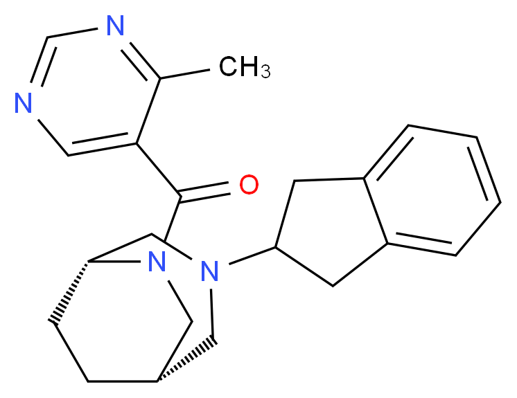 (1S*,5R*)-3-(2,3-dihydro-1H-inden-2-yl)-6-[(4-methyl-5-pyrimidinyl)carbonyl]-3,6-diazabicyclo[3.2.2]nonane_Molecular_structure_CAS_)