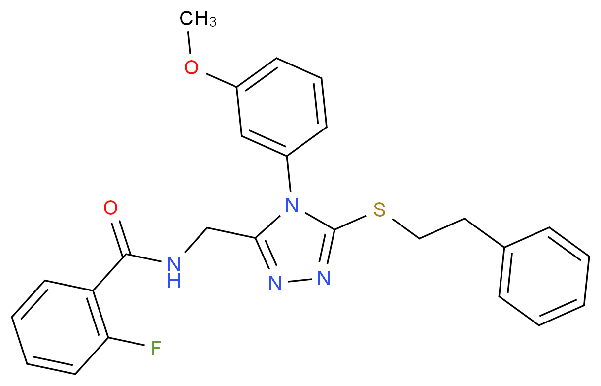 2-fluoro-N-({4-(3-methoxyphenyl)-5-[(2-phenylethyl)thio]-4H-1,2,4-triazol-3-yl}methyl)benzamide_Molecular_structure_CAS_)