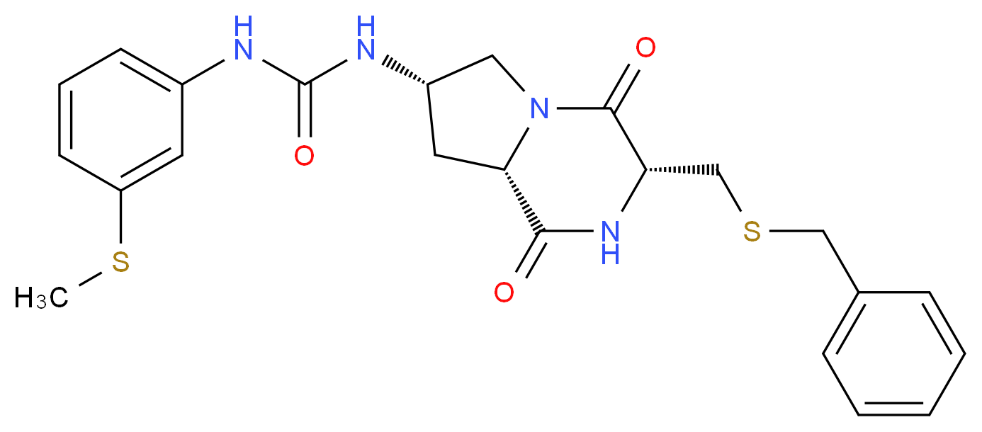 N-{(3R,7S,8aS)-3-[(benzylthio)methyl]-1,4-dioxooctahydropyrrolo[1,2-a]pyrazin-7-yl}-N'-[3-(methylthio)phenyl]urea_Molecular_structure_CAS_)
