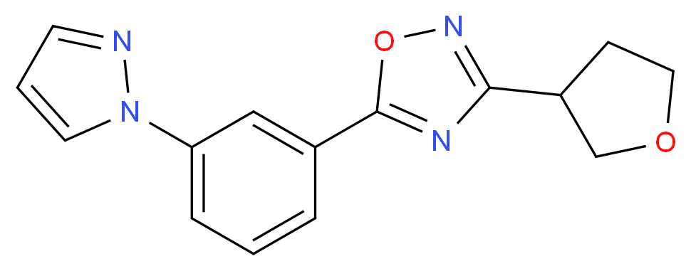 5-[3-(1H-pyrazol-1-yl)phenyl]-3-(tetrahydrofuran-3-yl)-1,2,4-oxadiazole_Molecular_structure_CAS_)