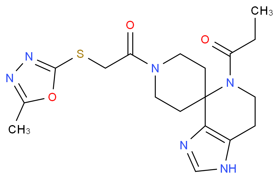 1'-{[(5-methyl-1,3,4-oxadiazol-2-yl)thio]acetyl}-5-propionyl-1,5,6,7-tetrahydrospiro[imidazo[4,5-c]pyridine-4,4'-piperidine]_Molecular_structure_CAS_)