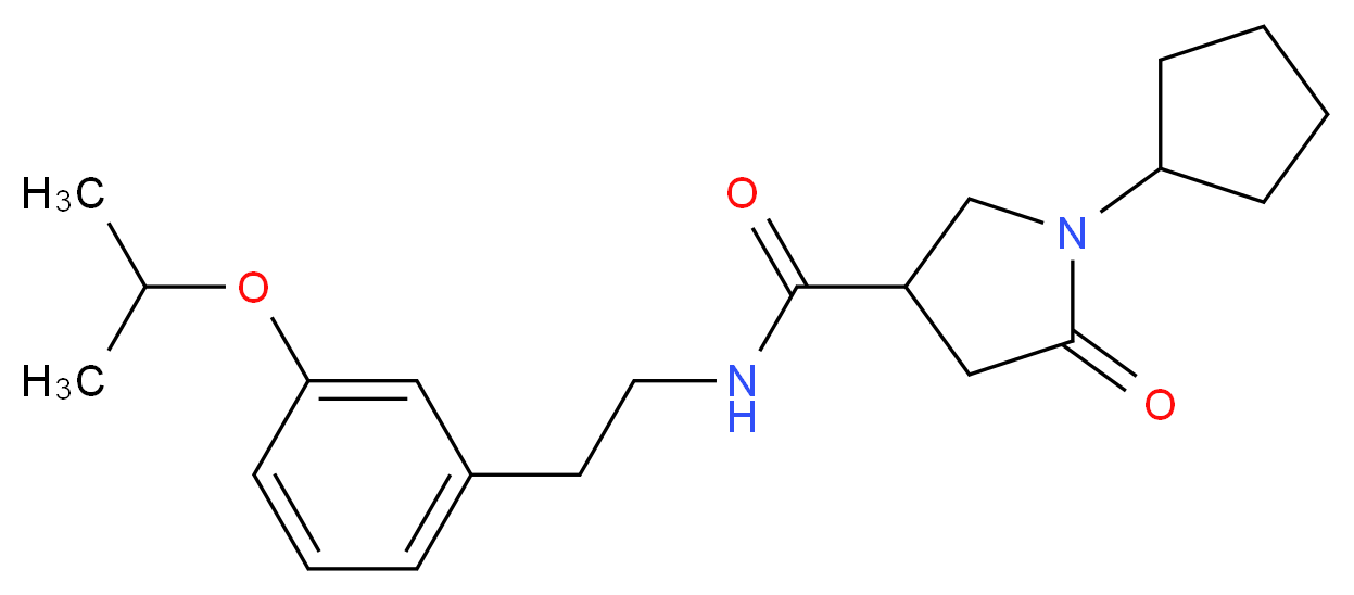 1-cyclopentyl-N-[2-(3-isopropoxyphenyl)ethyl]-5-oxo-3-pyrrolidinecarboxamide_Molecular_structure_CAS_)