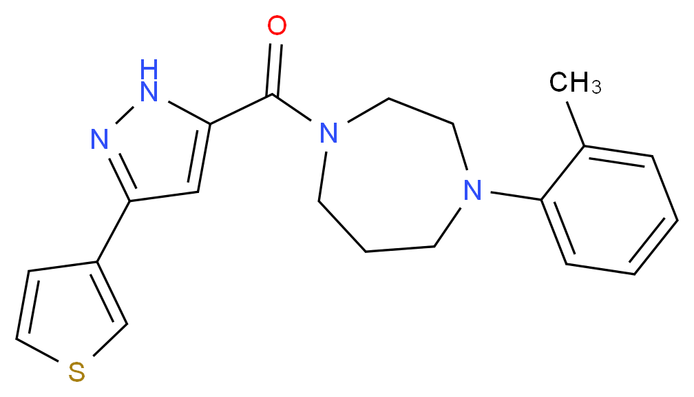1-(2-methylphenyl)-4-{[3-(3-thienyl)-1H-pyrazol-5-yl]carbonyl}-1,4-diazepane_Molecular_structure_CAS_)