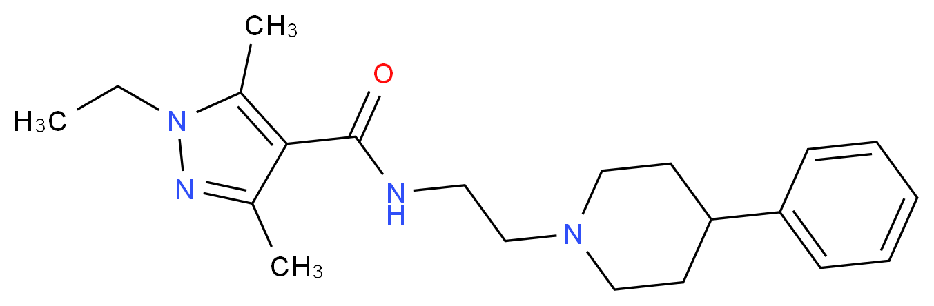 1-ethyl-3,5-dimethyl-N-[2-(4-phenylpiperidin-1-yl)ethyl]-1H-pyrazole-4-carboxamide_Molecular_structure_CAS_)