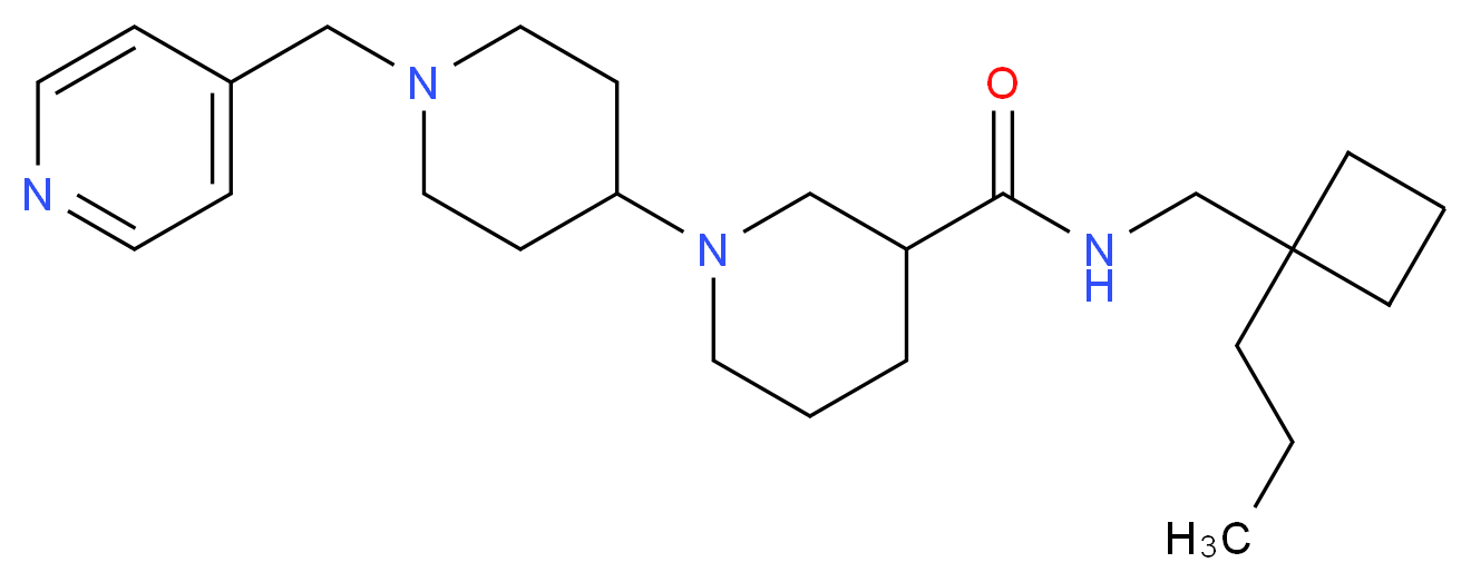 N-[(1-propylcyclobutyl)methyl]-1'-(pyridin-4-ylmethyl)-1,4'-bipiperidine-3-carboxamide_Molecular_structure_CAS_)