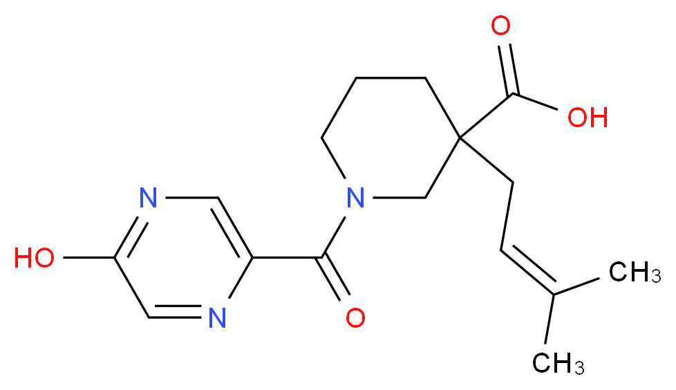 1-[(5-hydroxy-2-pyrazinyl)carbonyl]-3-(3-methyl-2-buten-1-yl)-3-piperidinecarboxylic acid_Molecular_structure_CAS_)