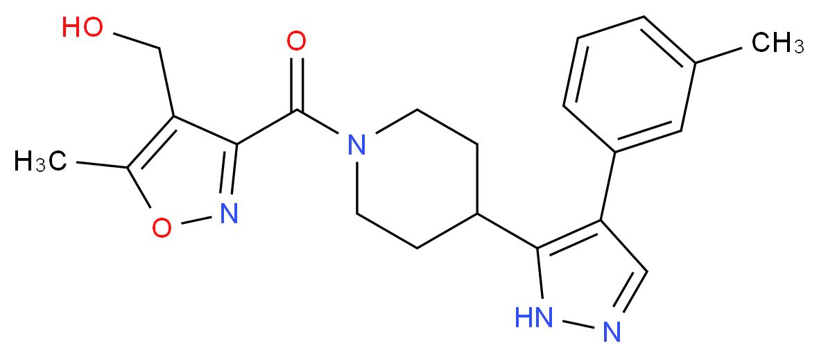 [5-methyl-3-({4-[4-(3-methylphenyl)-1H-pyrazol-5-yl]piperidin-1-yl}carbonyl)isoxazol-4-yl]methanol_Molecular_structure_CAS_)