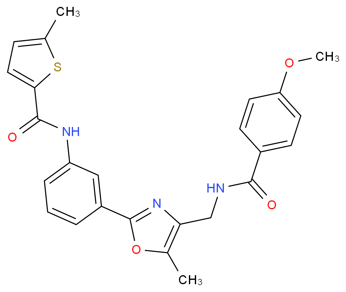 N-[3-(4-{[(4-methoxybenzoyl)amino]methyl}-5-methyl-1,3-oxazol-2-yl)phenyl]-5-methyl-2-thiophenecarboxamide_Molecular_structure_CAS_)