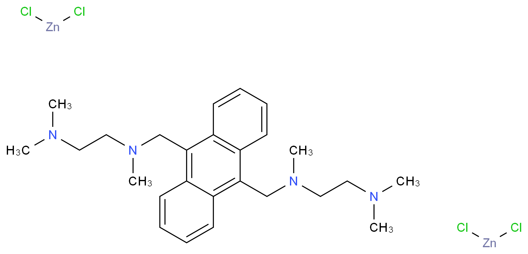 N,N′-Bis(2-dimethylaminoethyl)-N,N′-dimethyl-9,10-anthracenedimethanamine biszinc chloride complex_Molecular_structure_CAS_106682-14-8)
