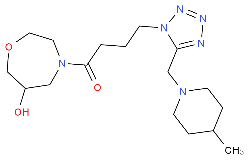 4-(4-{5-[(4-methylpiperidin-1-yl)methyl]-1H-tetrazol-1-yl}butanoyl)-1,4-oxazepan-6-ol_Molecular_structure_CAS_)