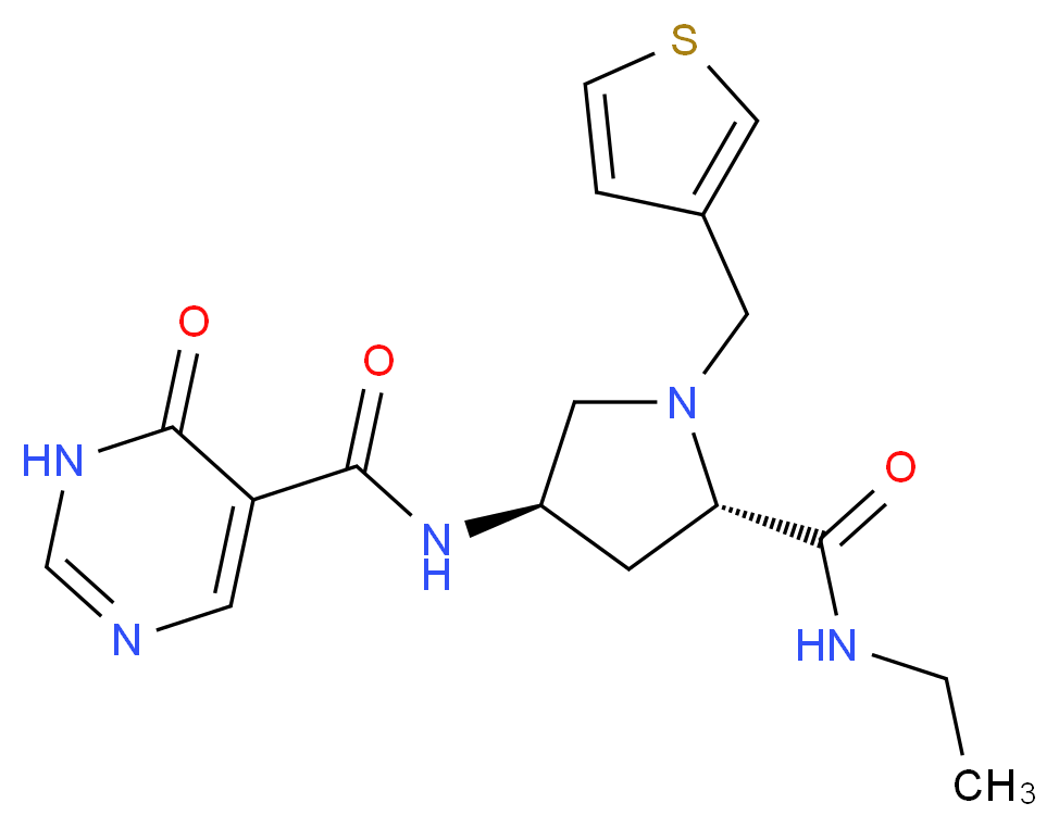 N-[(3R,5S)-5-[(ethylamino)carbonyl]-1-(3-thienylmethyl)pyrrolidin-3-yl]-6-oxo-1,6-dihydropyrimidine-5-carboxamide (non-preferred name)_Molecular_structure_CAS_)