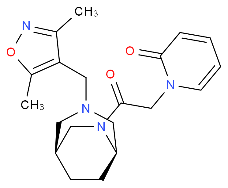 1-(2-{(1S*,5R*)-3-[(3,5-dimethylisoxazol-4-yl)methyl]-3,6-diazabicyclo[3.2.2]non-6-yl}-2-oxoethyl)pyridin-2(1H)-one_Molecular_structure_CAS_)