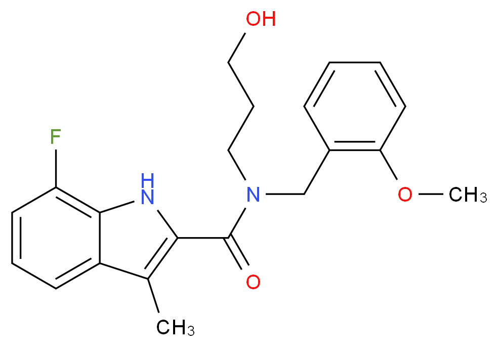 7-fluoro-N-(3-hydroxypropyl)-N-(2-methoxybenzyl)-3-methyl-1H-indole-2-carboxamide_Molecular_structure_CAS_)