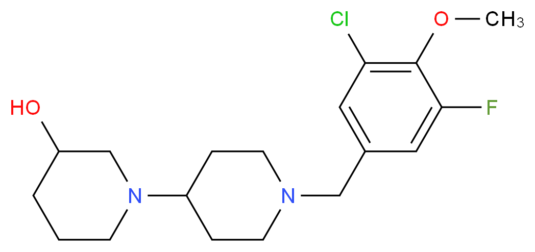 1'-(3-chloro-5-fluoro-4-methoxybenzyl)-1,4'-bipiperidin-3-ol_Molecular_structure_CAS_)