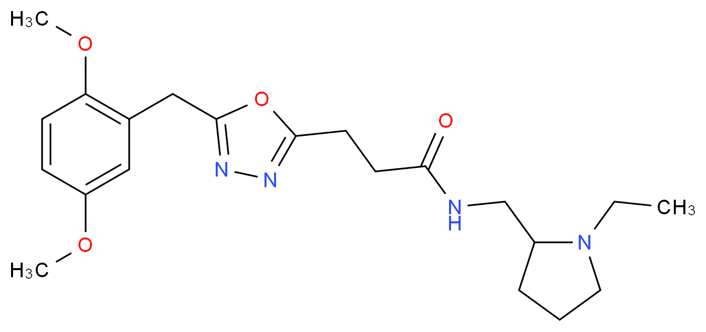 3-[5-(2,5-dimethoxybenzyl)-1,3,4-oxadiazol-2-yl]-N-[(1-ethyl-2-pyrrolidinyl)methyl]propanamide_Molecular_structure_CAS_)