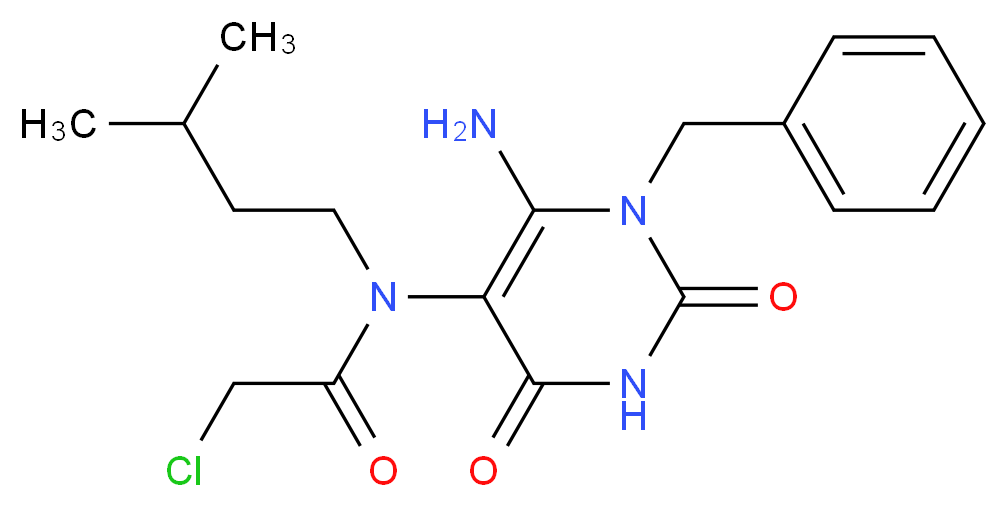 N-(6-Amino-1-benzyl-2,4-dioxo-1,2,3,4-tetrahydro-pyrimidin-5-yl)-2-chloro-N-(3-methyl-butyl)-acetamide_Molecular_structure_CAS_)