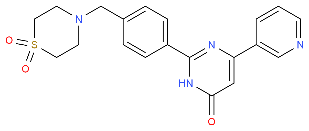 2-{4-[(1,1-dioxidothiomorpholin-4-yl)methyl]phenyl}-6-pyridin-3-ylpyrimidin-4(3H)-one_Molecular_structure_CAS_)