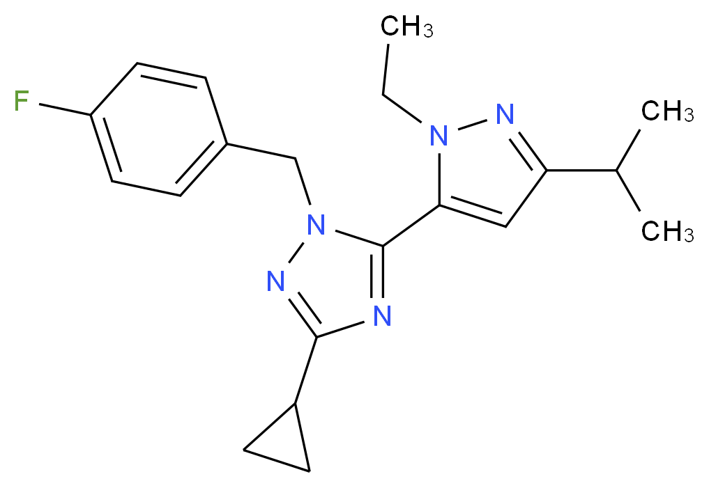 3-cyclopropyl-5-(1-ethyl-3-isopropyl-1H-pyrazol-5-yl)-1-(4-fluorobenzyl)-1H-1,2,4-triazole_Molecular_structure_CAS_)