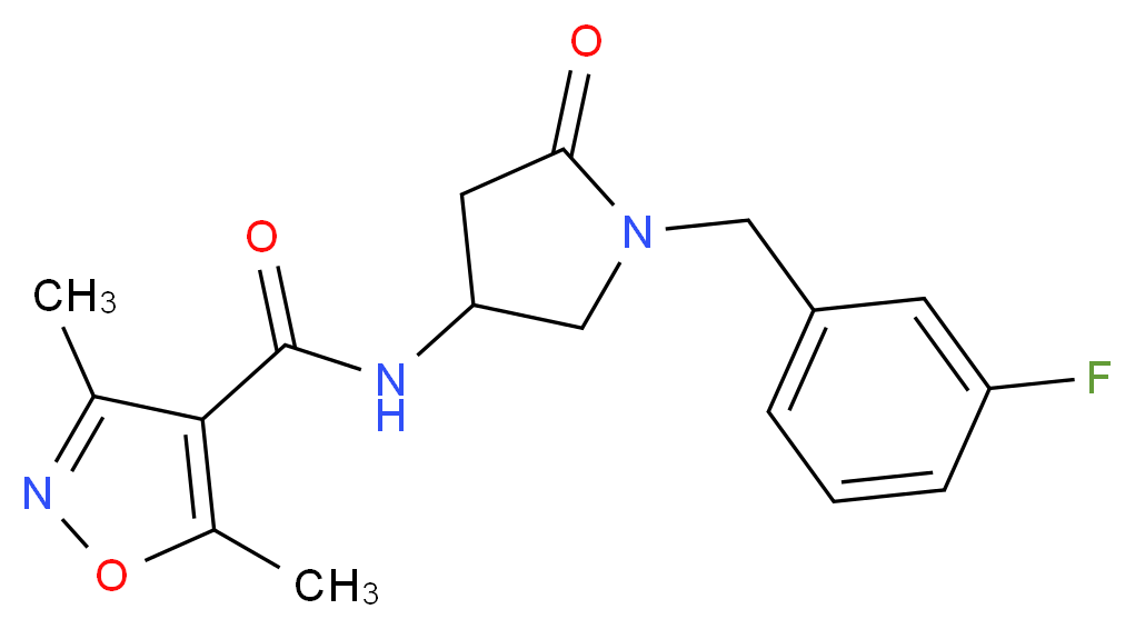 N-[1-(3-fluorobenzyl)-5-oxo-3-pyrrolidinyl]-3,5-dimethyl-4-isoxazolecarboxamide_Molecular_structure_CAS_)