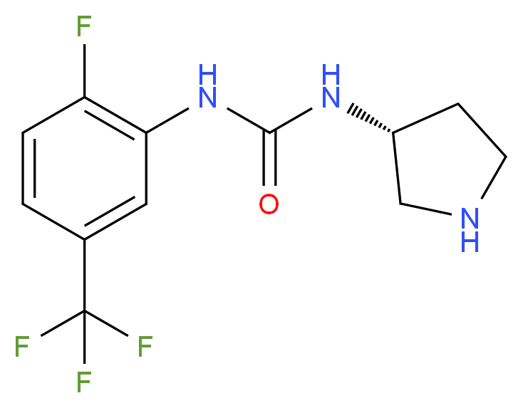 N-[2-fluoro-5-(trifluoromethyl)phenyl]-N'-[(3R)-pyrrolidin-3-yl]urea_Molecular_structure_CAS_)
