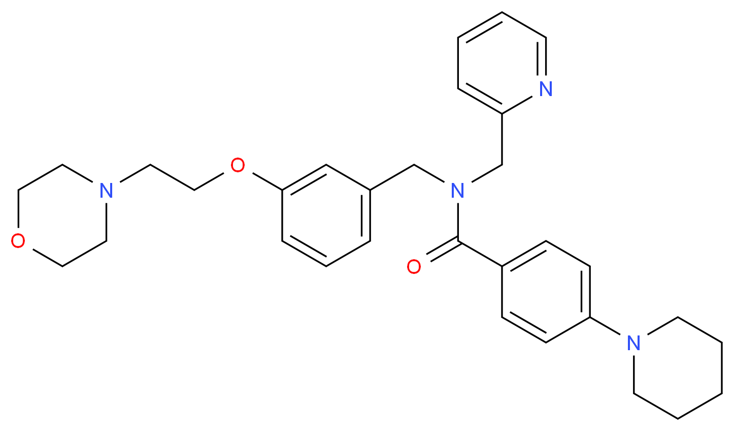 N-{3-[2-(4-morpholinyl)ethoxy]benzyl}-4-(1-piperidinyl)-N-(2-pyridinylmethyl)benzamide_Molecular_structure_CAS_)