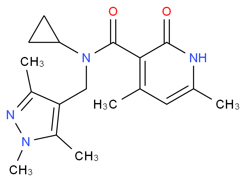 N-cyclopropyl-4,6-dimethyl-2-oxo-N-[(1,3,5-trimethyl-1H-pyrazol-4-yl)methyl]-1,2-dihydropyridine-3-carboxamide_Molecular_structure_CAS_)