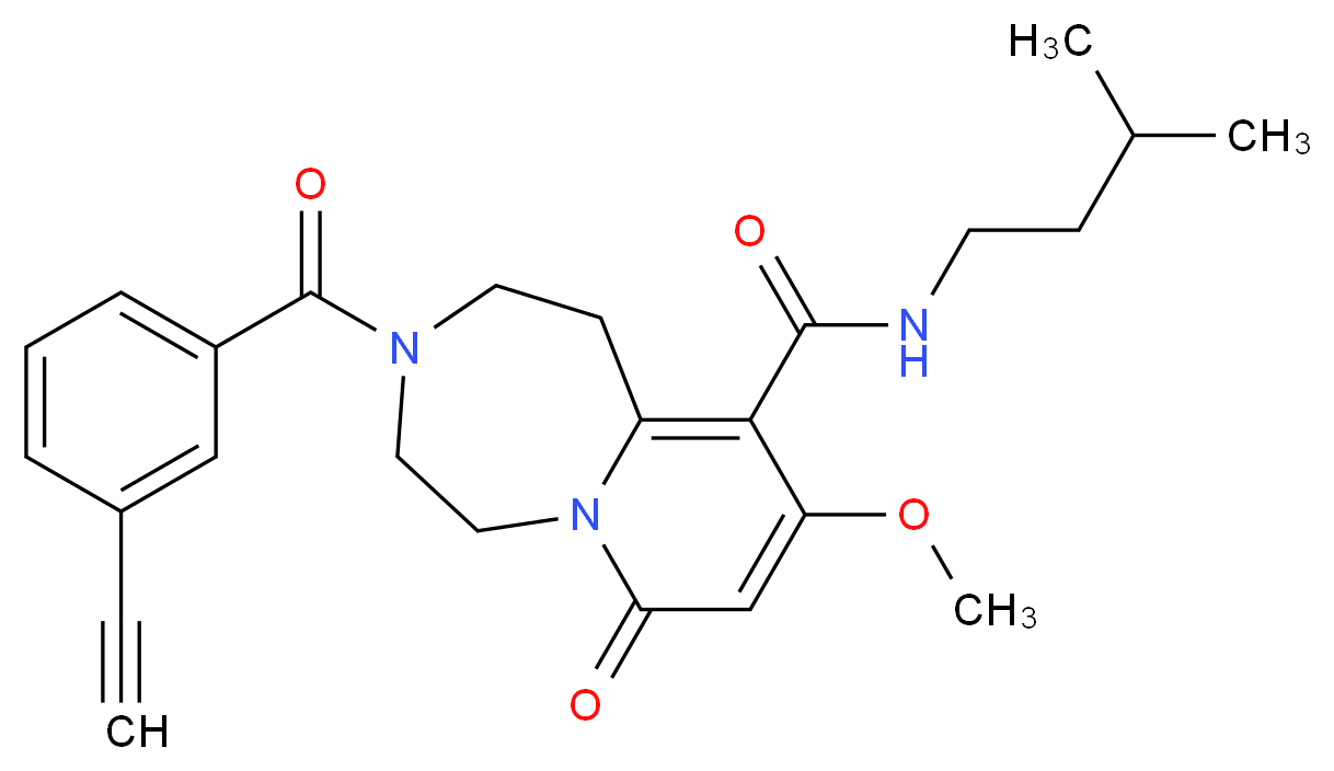 3-(3-ethynylbenzoyl)-9-methoxy-N-(3-methylbutyl)-7-oxo-1,2,3,4,5,7-hexahydropyrido[1,2-d][1,4]diazepine-10-carboxamide_Molecular_structure_CAS_)