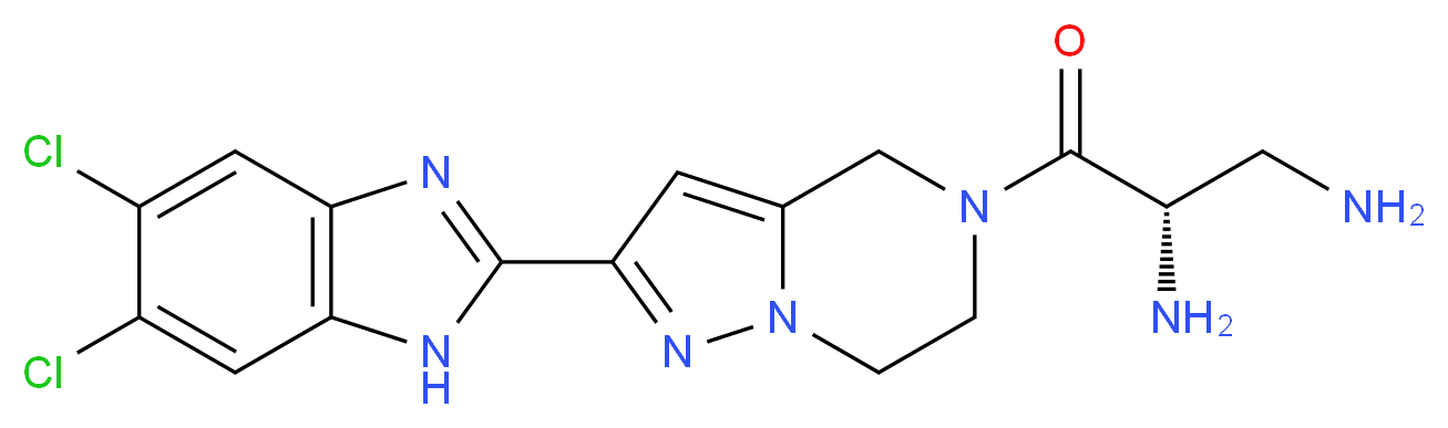 (2S)-3-[2-(5,6-dichloro-1H-benzimidazol-2-yl)-6,7-dihydropyrazolo[1,5-a]pyrazin-5(4H)-yl]-3-oxopropane-1,2-diamine_Molecular_structure_CAS_)