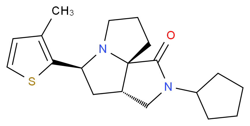 (3aS*,5S*,9aS*)-2-cyclopentyl-5-(3-methyl-2-thienyl)hexahydro-7H-pyrrolo[3,4-g]pyrrolizin-1(2H)-one_Molecular_structure_CAS_)