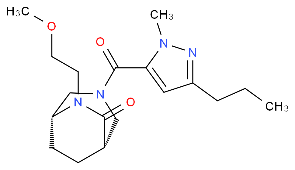 (1S*,5R*)-6-(2-methoxyethyl)-3-[(1-methyl-3-propyl-1H-pyrazol-5-yl)carbonyl]-3,6-diazabicyclo[3.2.2]nonan-7-one_Molecular_structure_CAS_)