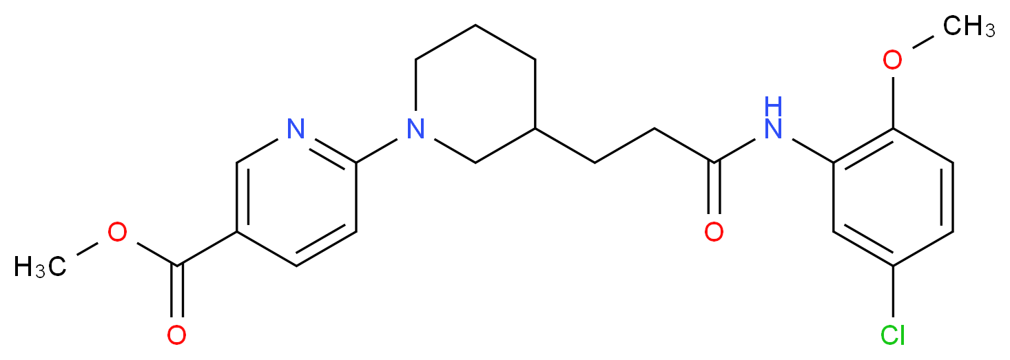 methyl 6-(3-{3-[(5-chloro-2-methoxyphenyl)amino]-3-oxopropyl}-1-piperidinyl)nicotinate_Molecular_structure_CAS_)