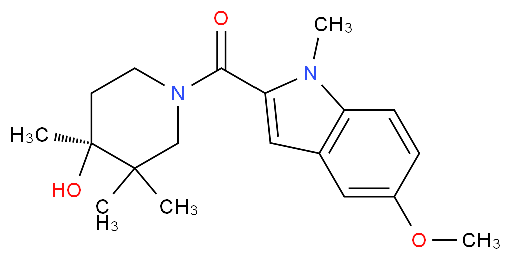 (4S*)-1-[(5-methoxy-1-methyl-1H-indol-2-yl)carbonyl]-3,3,4-trimethylpiperidin-4-ol_Molecular_structure_CAS_)