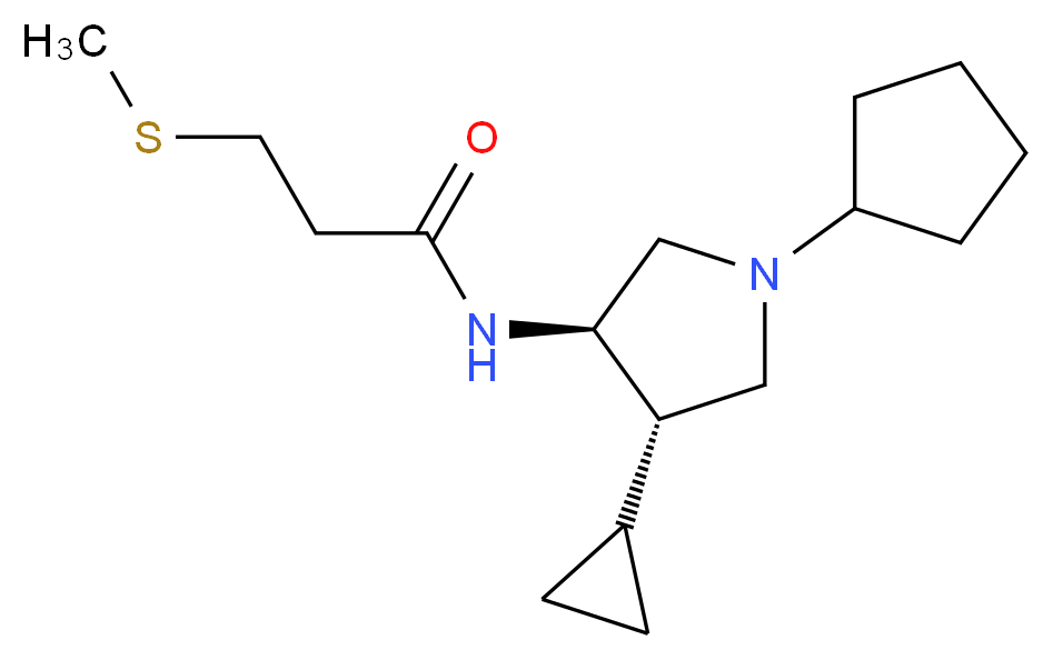 N-[(3R*,4S*)-1-cyclopentyl-4-cyclopropyl-3-pyrrolidinyl]-3-(methylthio)propanamide_Molecular_structure_CAS_)