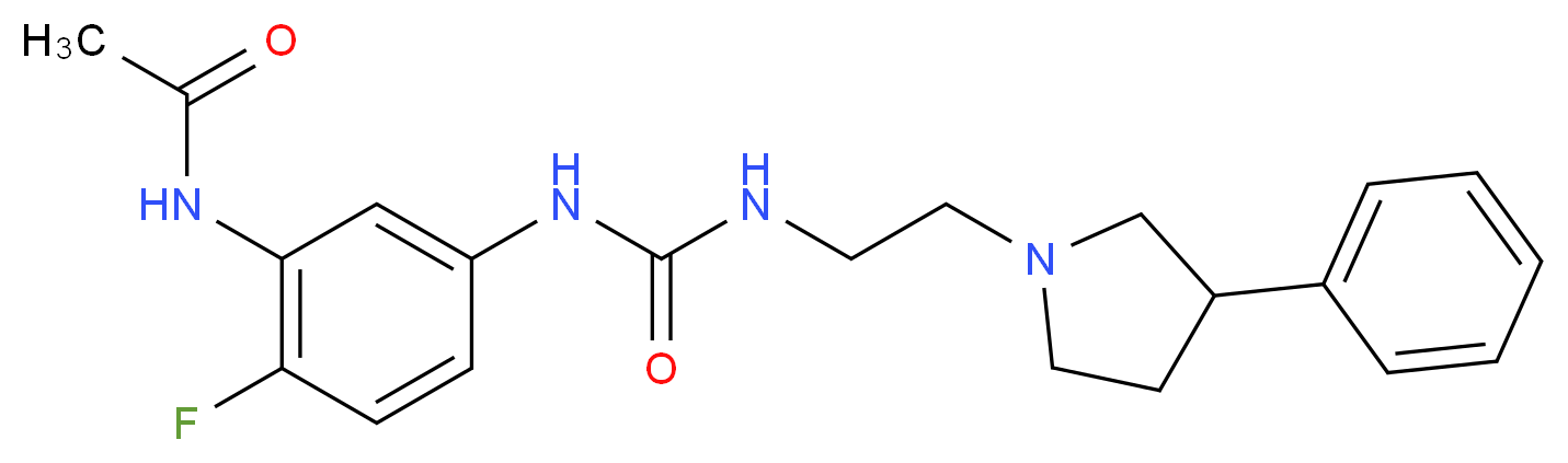 N-{2-fluoro-5-[({[2-(3-phenylpyrrolidin-1-yl)ethyl]amino}carbonyl)amino]phenyl}acetamide_Molecular_structure_CAS_)