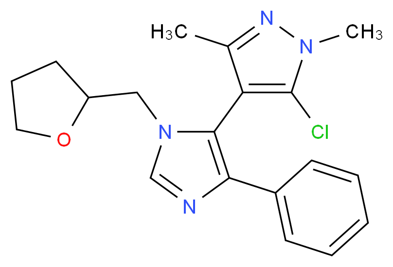 5-chloro-1,3-dimethyl-4-[4-phenyl-1-(tetrahydrofuran-2-ylmethyl)-1H-imidazol-5-yl]-1H-pyrazole_Molecular_structure_CAS_)