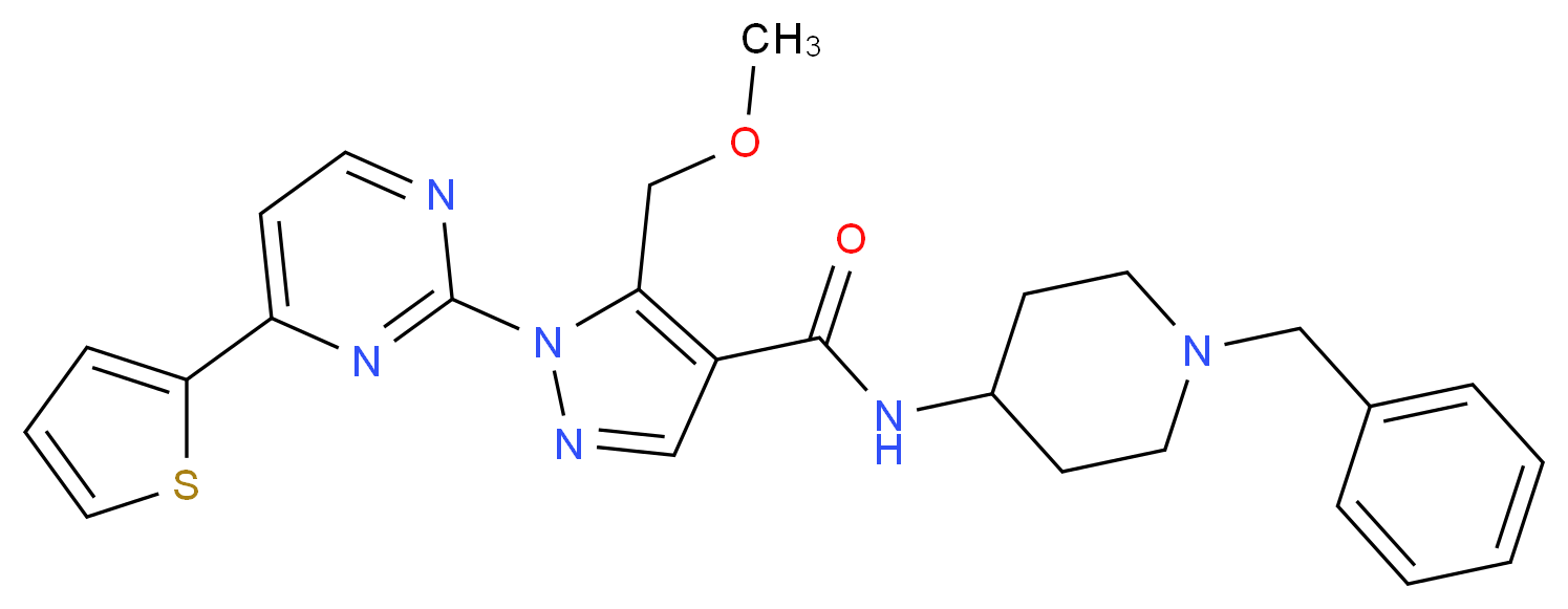 N-(1-benzyl-4-piperidinyl)-5-(methoxymethyl)-1-[4-(2-thienyl)-2-pyrimidinyl]-1H-pyrazole-4-carboxamide_Molecular_structure_CAS_)
