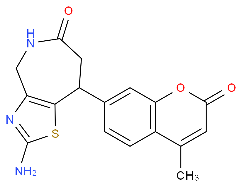2-amino-8-(4-methyl-2-oxo-2H-chromen-7-yl)-4,5,7,8-tetrahydro-6H-[1,3]thiazolo[4,5-c]azepin-6-one_Molecular_structure_CAS_)