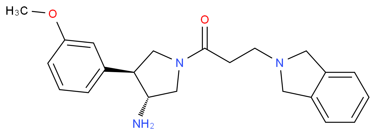 (3R*,4S*)-1-[3-(1,3-dihydro-2H-isoindol-2-yl)propanoyl]-4-(3-methoxyphenyl)pyrrolidin-3-amine_Molecular_structure_CAS_)