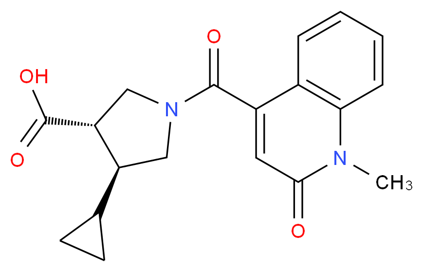 (3S*,4S*)-4-cyclopropyl-1-[(1-methyl-2-oxo-1,2-dihydroquinolin-4-yl)carbonyl]pyrrolidine-3-carboxylic acid_Molecular_structure_CAS_)