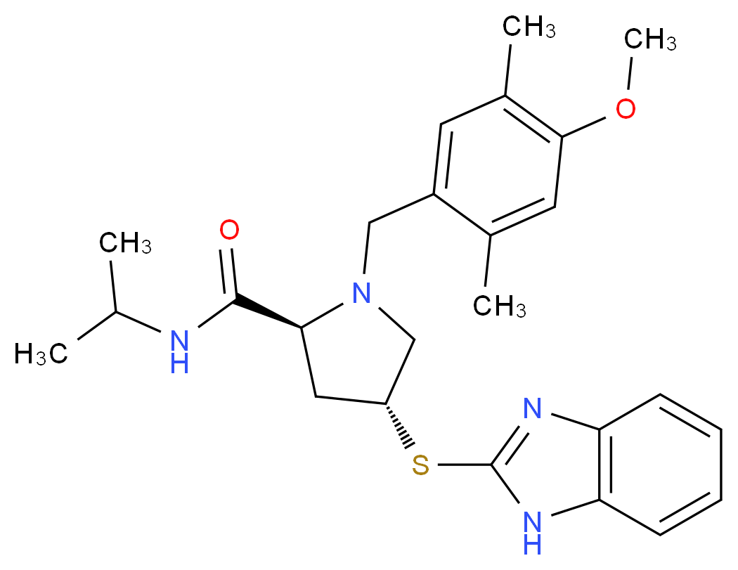 (4R)-4-(1H-benzimidazol-2-ylthio)-N-isopropyl-1-(4-methoxy-2,5-dimethylbenzyl)-L-prolinamide_Molecular_structure_CAS_)
