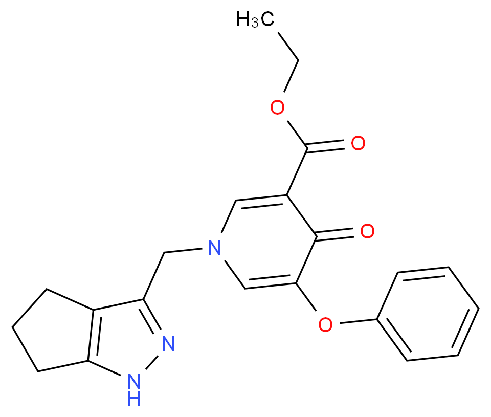 ethyl 4-oxo-5-phenoxy-1-(1,4,5,6-tetrahydrocyclopenta[c]pyrazol-3-ylmethyl)-1,4-dihydropyridine-3-carboxylate_Molecular_structure_CAS_)