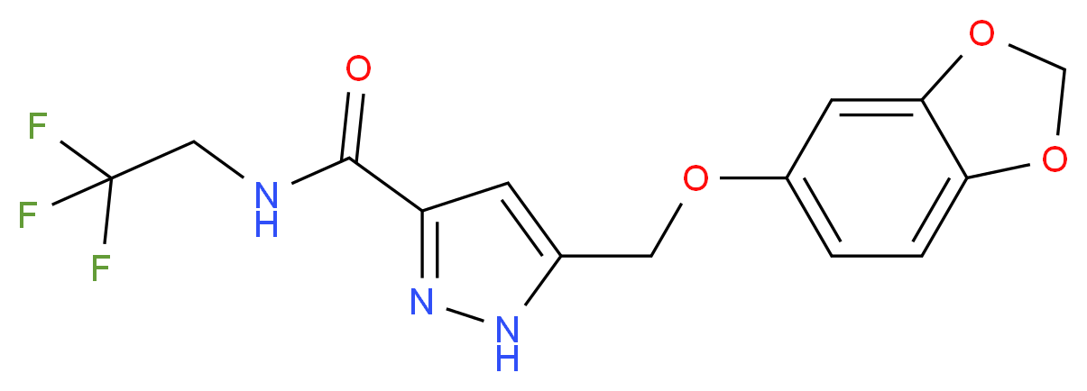 5-[(1,3-benzodioxol-5-yloxy)methyl]-N-(2,2,2-trifluoroethyl)-1H-pyrazole-3-carboxamide_Molecular_structure_CAS_)