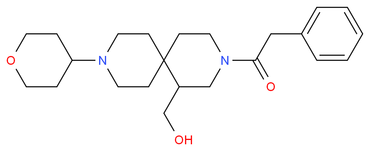 [3-(phenylacetyl)-9-(tetrahydro-2H-pyran-4-yl)-3,9-diazaspiro[5.5]undec-1-yl]methanol_Molecular_structure_CAS_)