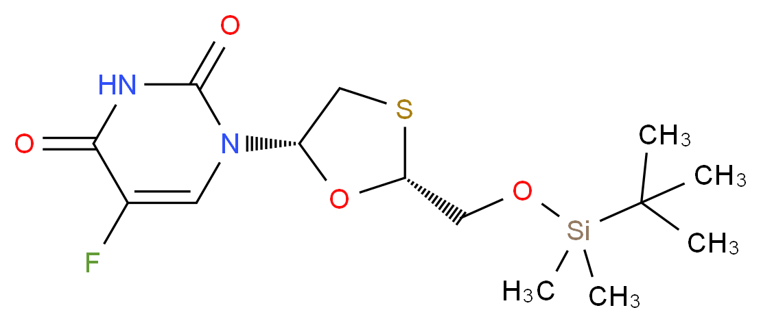cis-5-Fluoro-1-[2-[[[(1,1-dimethylethyl)dimethylsilyl]oxy]methyl]-1,3-oxathiolan-5-yl]-2,4(1H,3H)-pyrimidinedione_Molecular_structure_CAS_1217659-69-2)