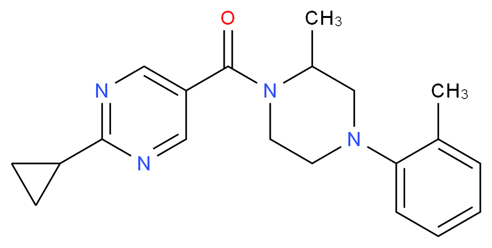 2-cyclopropyl-5-{[2-methyl-4-(2-methylphenyl)-1-piperazinyl]carbonyl}pyrimidine_Molecular_structure_CAS_)
