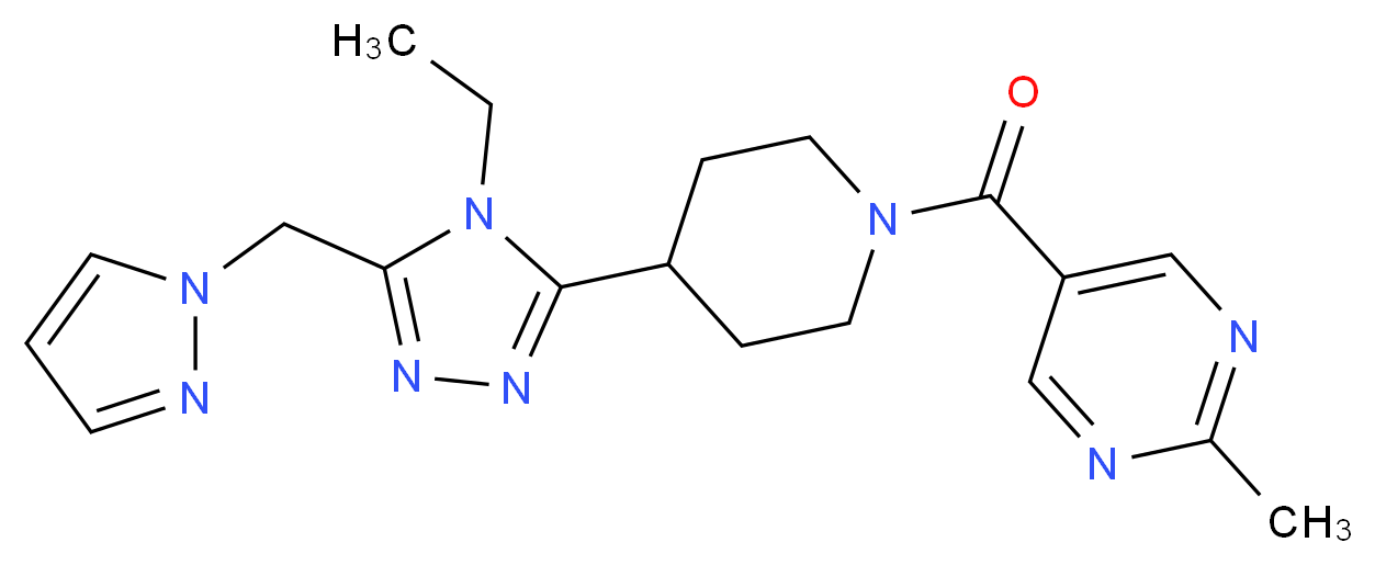 5-({4-[4-ethyl-5-(1H-pyrazol-1-ylmethyl)-4H-1,2,4-triazol-3-yl]piperidin-1-yl}carbonyl)-2-methylpyrimidine_Molecular_structure_CAS_)