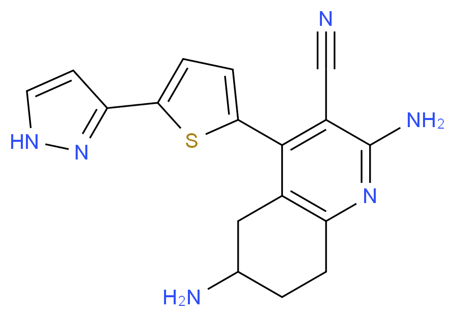 2,6-diamino-4-[5-(1H-pyrazol-3-yl)-2-thienyl]-5,6,7,8-tetrahydroquinoline-3-carbonitrile_Molecular_structure_CAS_)